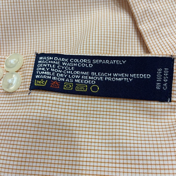 Nautica Wrinkle Free Orange & White Patterned Button Up Mens 15 1/2 - 34/35 - Picture 4 of 11
